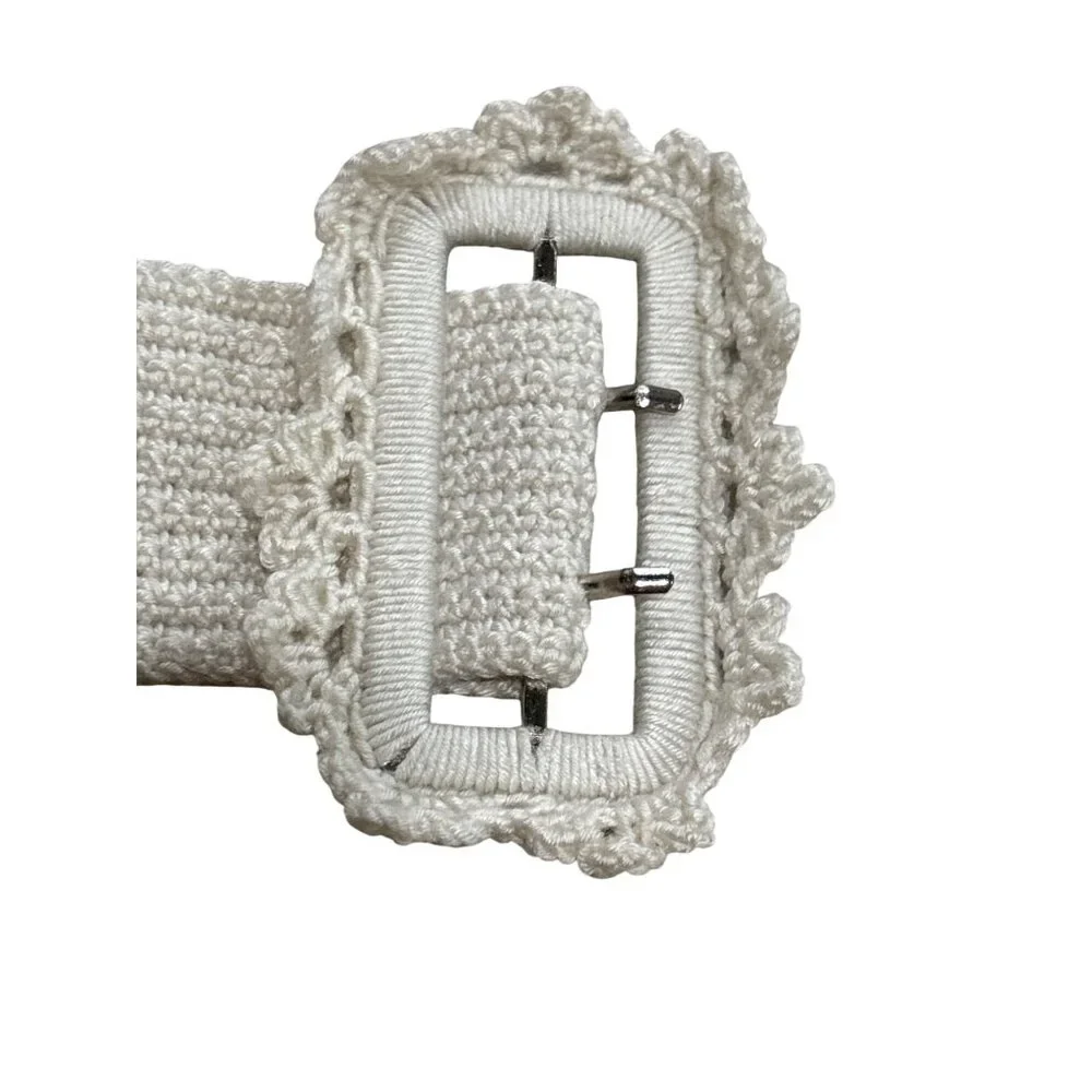 nastyamasha Crochet Belt With Embroidery Logo in Off White One Size New Womens
